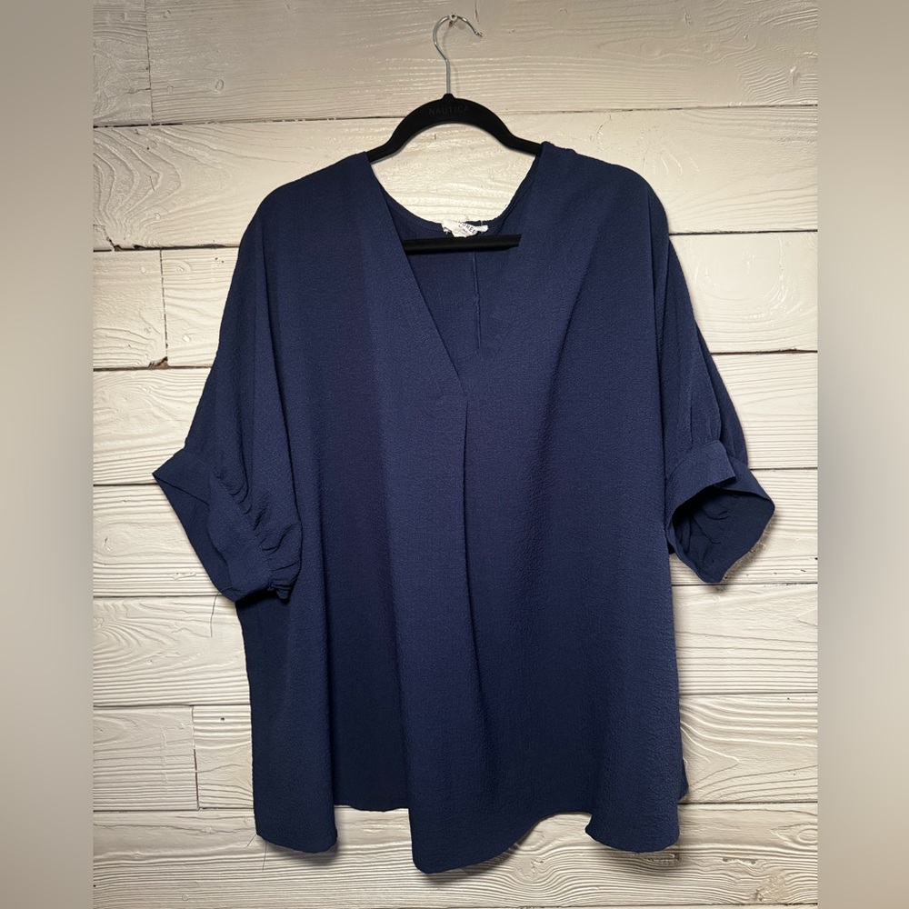 ANDREE BY UNIT Deep Blue V-Neck Blouse
